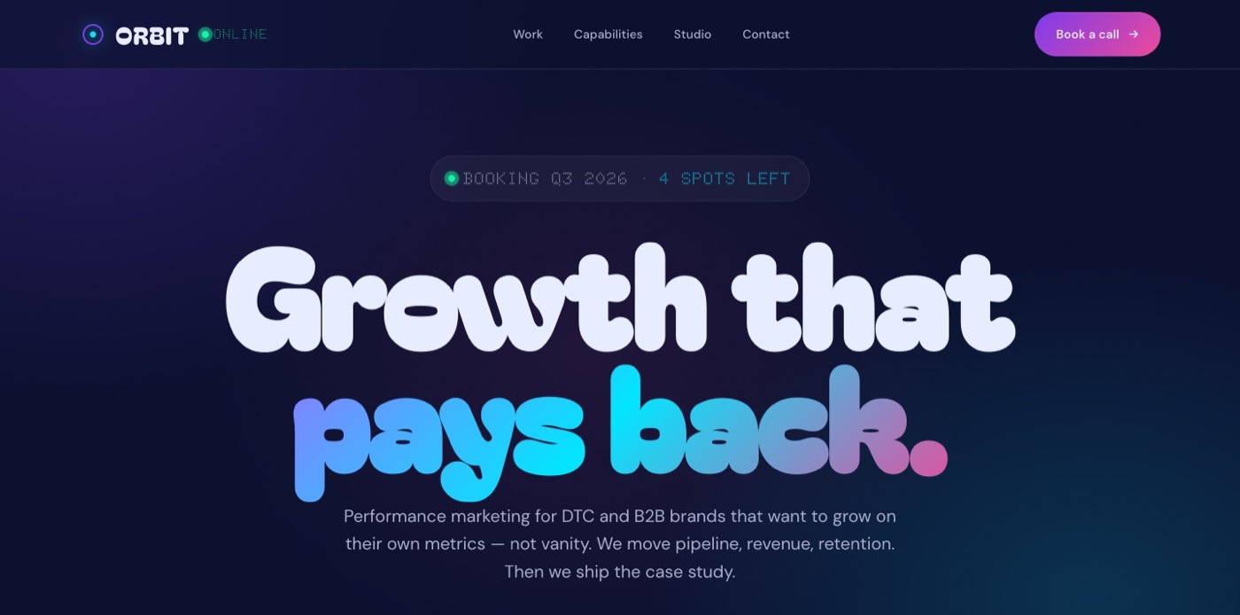 ORBIT — performance marketing agency website